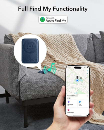 ESR Geo for MagSafe Wallet with Full Find My Functionality, RFID Blocking, 5 Cards Holder for Phone Case, Strong Magnetic Wallet for iPhone 17e/17/16/15/14/13/12 Series, Not for 13/12 Mini, Black