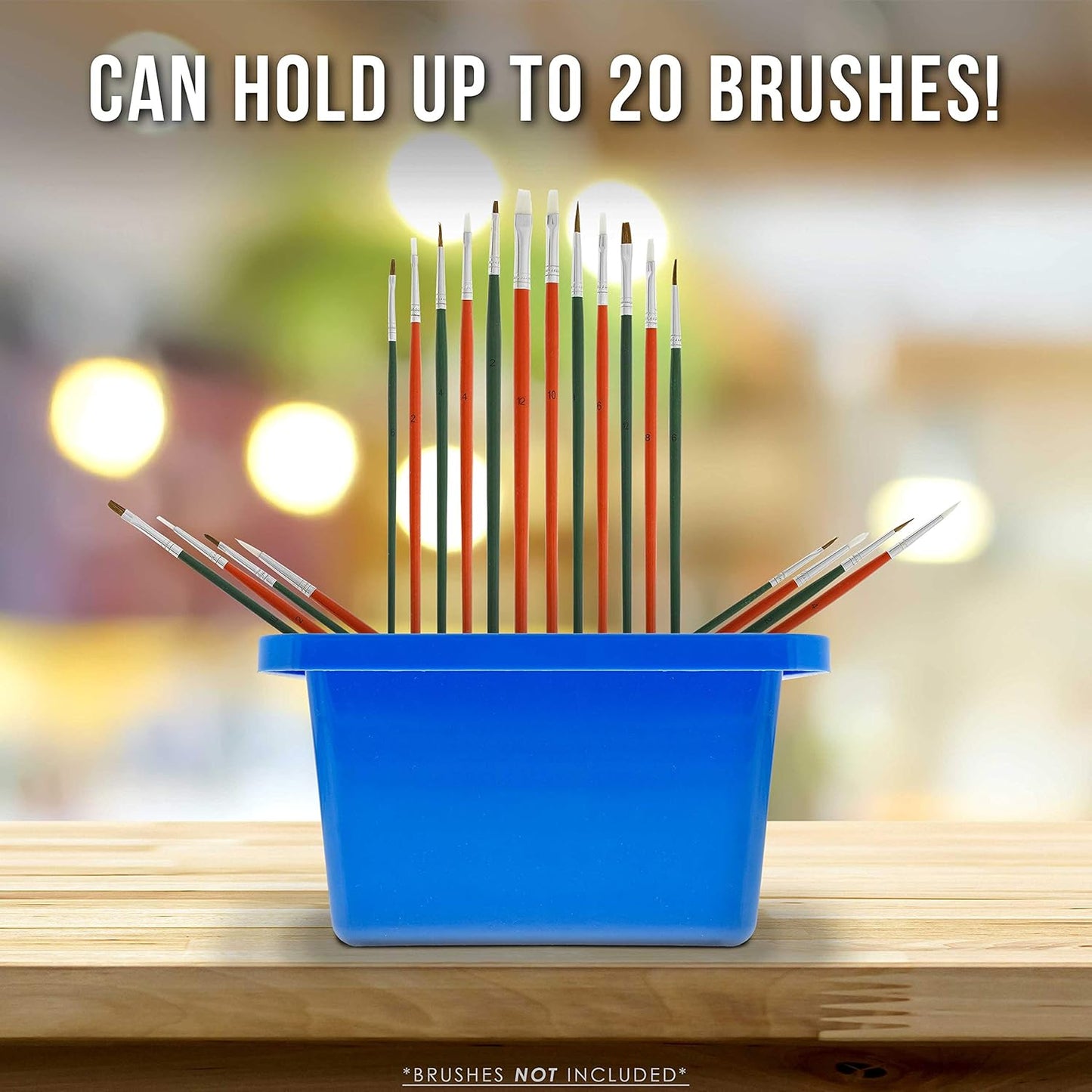 U.S. Art Supply 12-Hole Multi-Function Plastic Paint Brush Cleaner & Paint Brush Holder with Palette Lid, Washer for Acrylic, Watercolor, Oil Paints, Cleans Artist Brushes