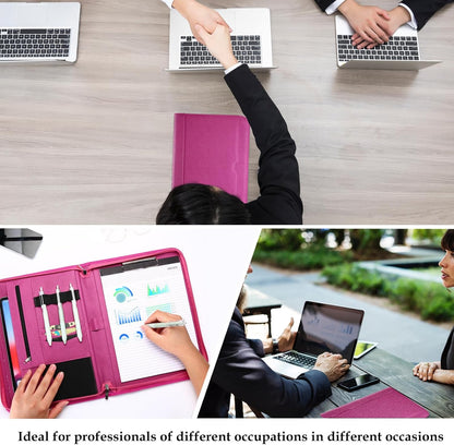 ProCase Portfolio Business Padfolio Folder with Zipper, Conference Meeting Executive File Legal Document Organizer with Pockets Letter Size A4 Writing Pad Notepad Padfolio -Black