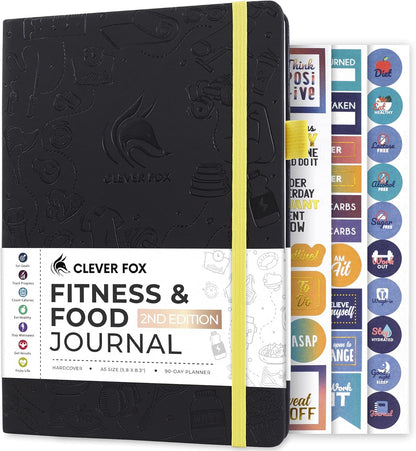 Clever Fox Fitness & Food Journal – Nutrition & Workout Planner for Women & Men – Diet & Gym Exercise Log Book with Calendars, Diet & Training Trackers - Undated, A5 Size, Hardcover (Forest Green)