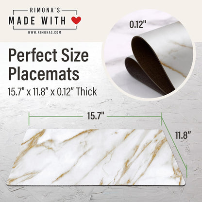RIMONA'S Heat Resistant Cork Placemats Set of 4 - Natural Fine Cork, Waterproof, Heat Proof Table Protector, Non-Slip, Ideal for Gifting, Mother-in-Law Gift, All-Natural Hard Placemats
