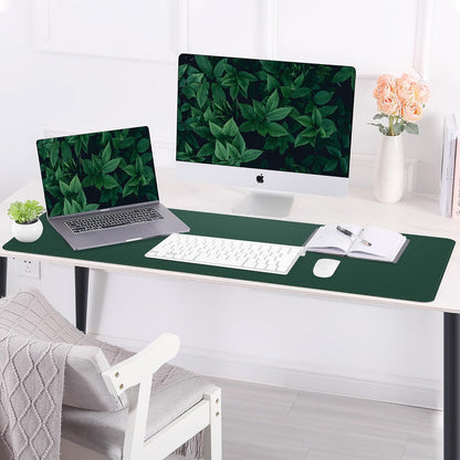 AFIING Large Desk Mat 47" x 17", Dual-Sided Natural Cork & PU Leather Desk Pad, Non-Slip Waterproof Mouse Pad for Office, Home & Gaming, Black