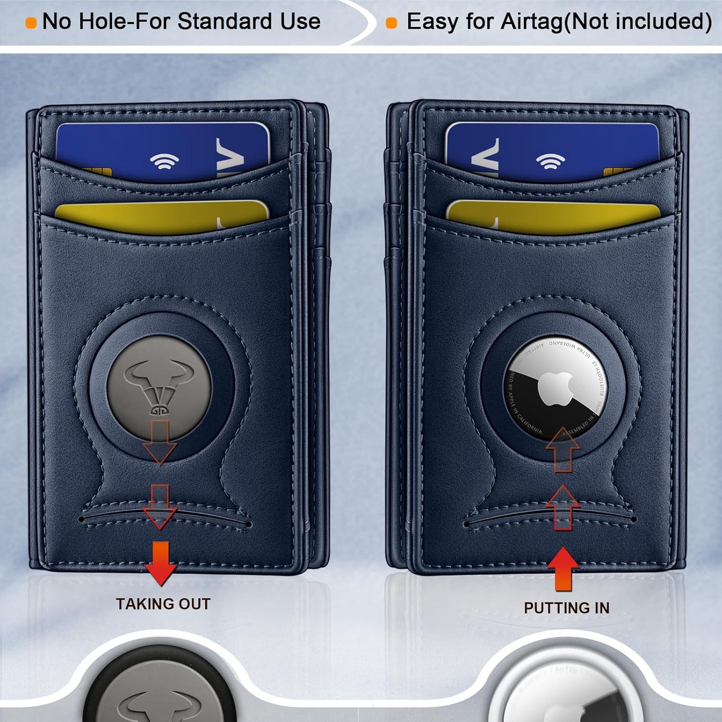 BULLIANT Men Airtag Wallet,Slim Wallet Money Clip Card Holder Magnetic Closure 12 Cards in Front Pocket RFID Blocking