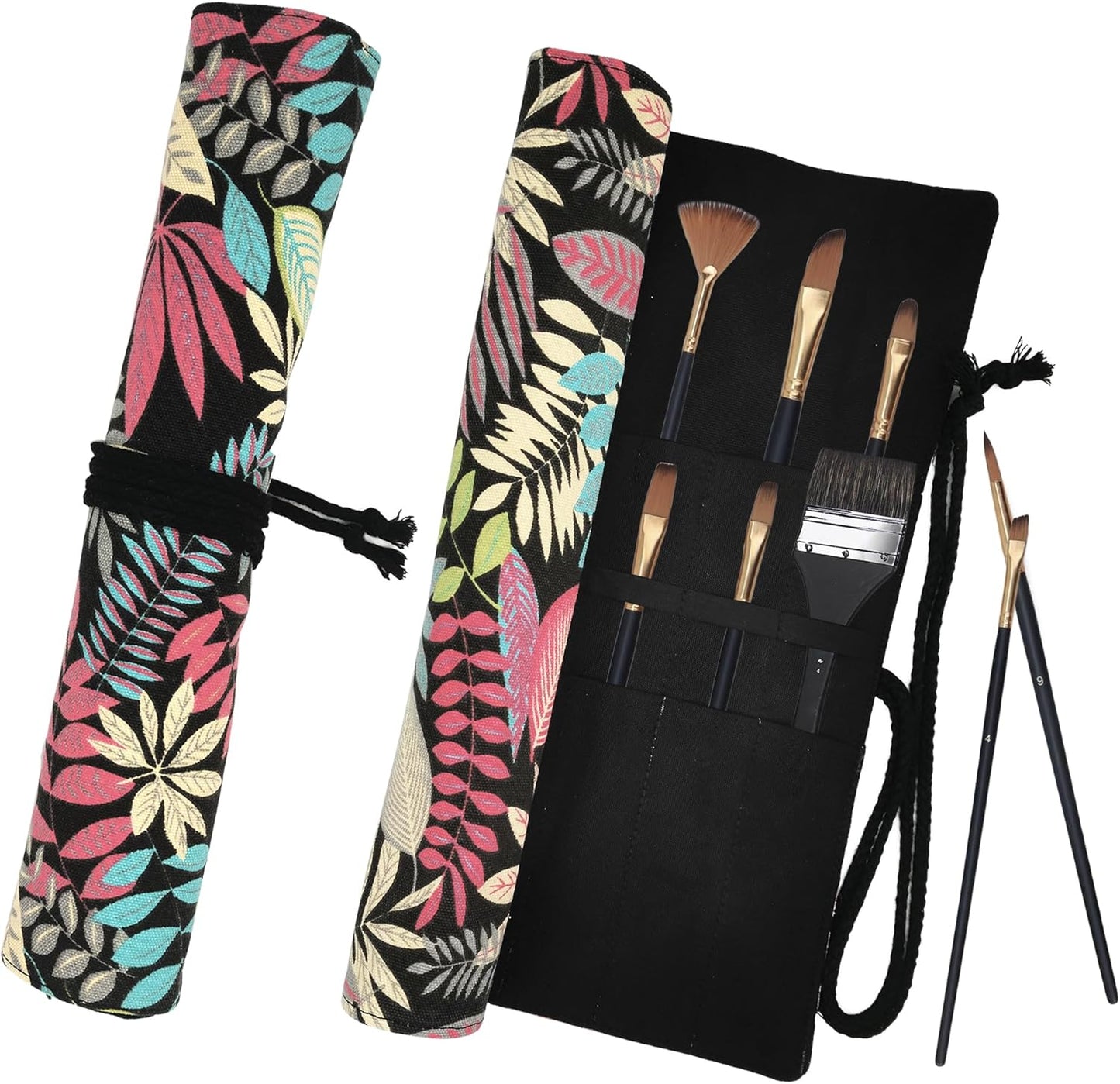 Funny live Paint Brush Holder Art Supplies, Artist Brush Holder & Art Supply Storage Organizer Roll-Up Case Bag, Protect Acrylic Oil Watercolor Paintbrushes (Peony-20 Slot Pockets)