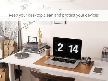RENMTURE Dual-Sided Mouse Pad, Natural Cork & PU Leather Large Desk Pad for Office and Home Work, Desk Protector Non-Slip, Waterproof, Easy Clean (Olive Green, 32"x16")