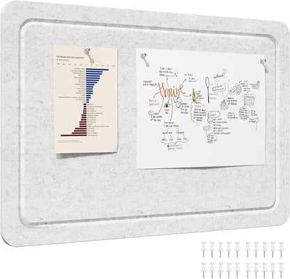 Lifewit Cork Board Alternative,22.4"x 14.8" Bulletin Board with Self-Adhesive,Foldable Decorative Felt Pin Board Vision Board Message Board with 20 Pushpins for Office Wall Decor, Room Decor, Oatmeal
