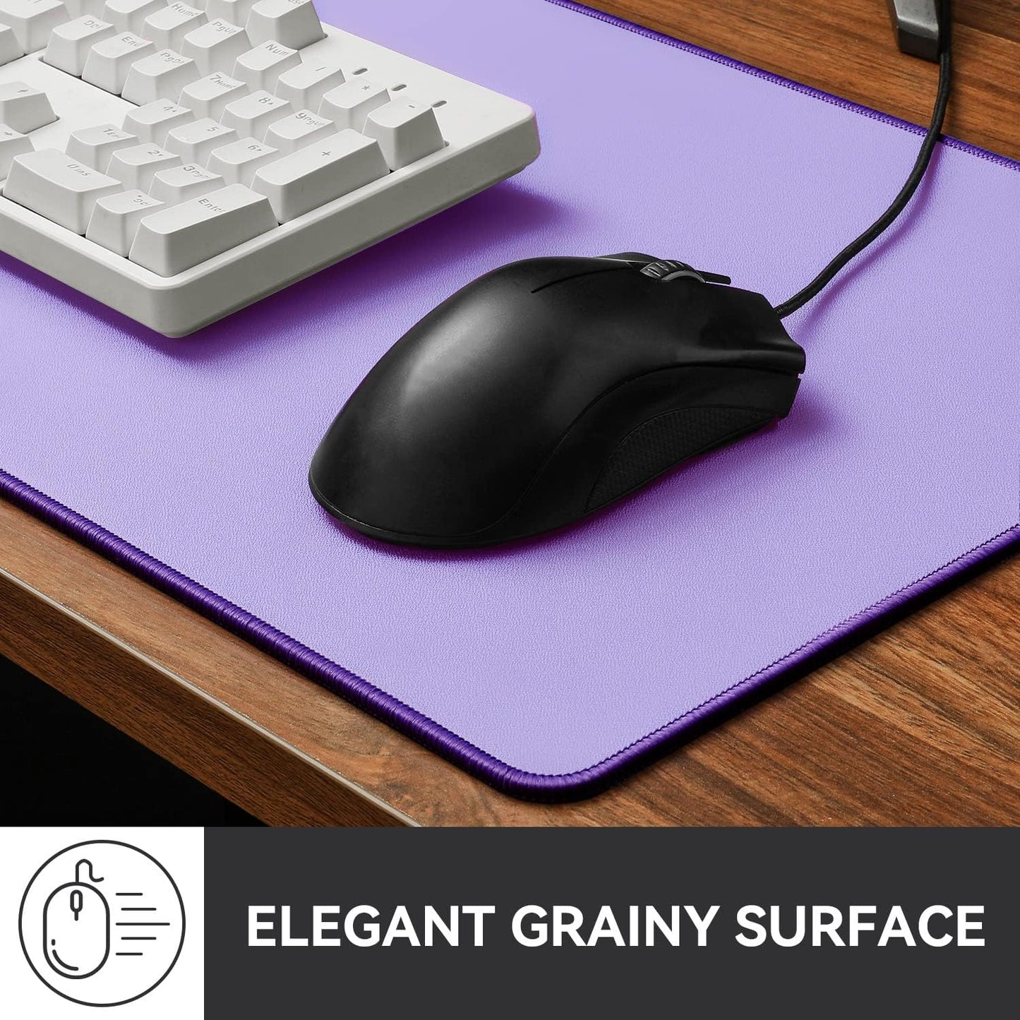 Reniteco Waterproof Large Gaming Mouse Pad with Durable Stitched Edges, Non-Slip Rubber Base, Grainy Jacquard Mouse Mat Desk Pad for Home Office Gaming, 31.5''x11.8''x0.12'', Matte Beige
