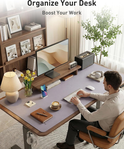 Aothia Non-Slip Waterproof PU Leather Desk Pad Protector for Mouse, Writing Desk, Office, Home, Laptop Blotter, 23.6" x 13.7", Black - Colors B