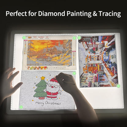 Phylosal Rechargeable A4 LED Light Pad with Built-in Stand, Magnetic Tracing Light Box for Drawing, Diamond Art Light Board with Side Button, Super Bright Light Table for Diamond Painting, Sketching