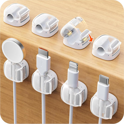 Cord Organizer, 8 Pack Cable Clips [1s Lock & Strongest Adhesive] Spring Cable Management, Cord Holder for Nightstand, Home Office Desk Accessories, Women Teen Cute Room Decor College Dorm Essentials