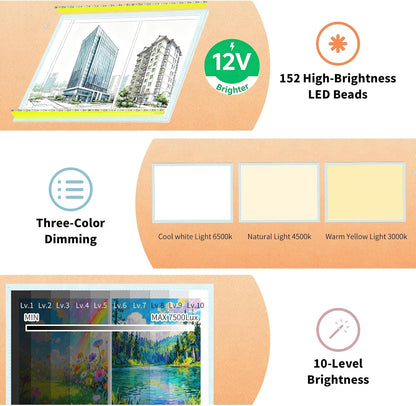 A4 LED Copy Board Light Tracing Box，Trace Light Pad for Tattoo Transferring, Drawing, Streaming, Sketching, Animation, Stenciling，USB LED Light Board for Diamond Painting