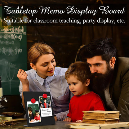 Fainne 2 Pcs Magnetic Bulletin Board with Easel Stand Mini Magnet Metal Tabletop Memo Display Board for Back to School Menu Table Office Supplies (Black,11 x 8.5 Inches)