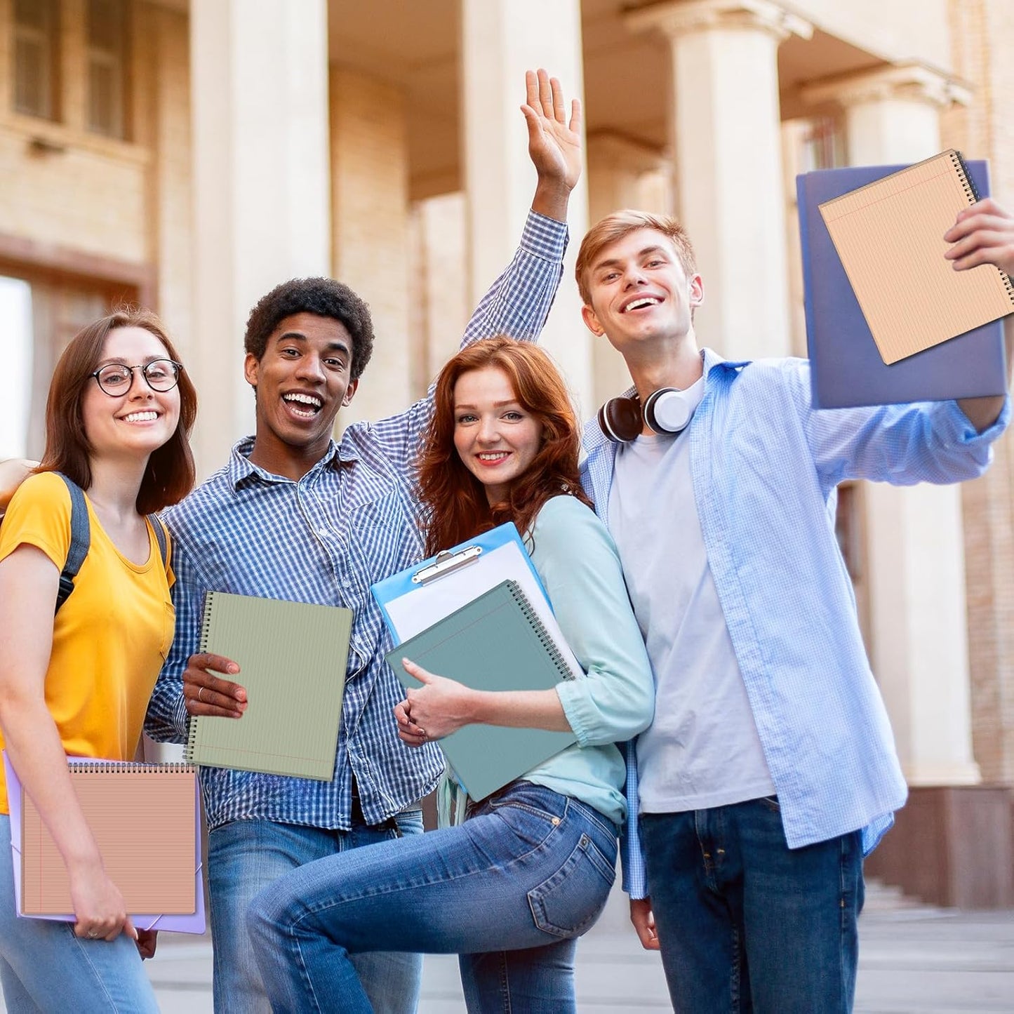 gisgfim 6 Packs 9.5" x 11" Landscape Note Pads College Ruled Notebooks Perforated Notepads 40 Sheets Punched Top Spiral Bound Notebooks 80GSM Lined Notepads for School,Office,Home (Neutral Color)