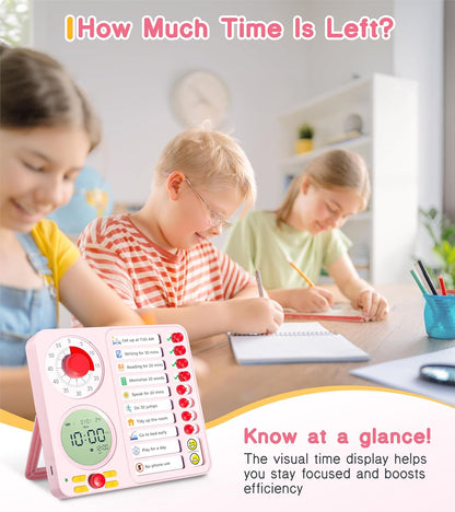 3-in-1 Visual Timer Task Timer with Chore Chart Board, ADHD Tool for Kids Adults Visual Schedule for Kids with Autism, Daily Checklist for Home, School, Classroom, Desk, Chore Chart