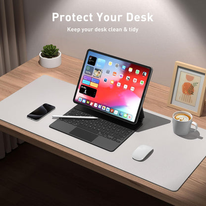 Aothia Leather Office Desk Pad Protector, Non-Slip PU Leather Desk Blotter, Waterproof Laptop Writing Mouse Pad for Office and Home, Black, 31.5" x 15.7" - Colors A