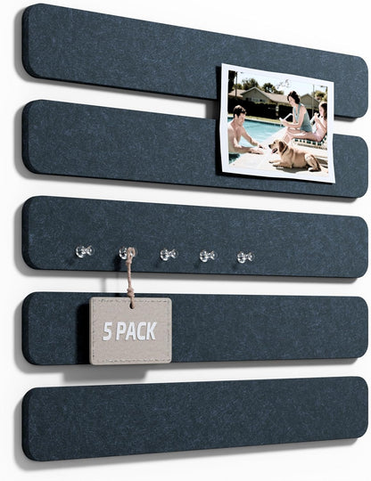 Fluxynara Cork Board Alternative Felt Strip Board 8-Pack 13"x2", Office Pin Board with 50 Push Pins, Adhesive Install for Bedroom Door & Home Office(Linen Dusk)