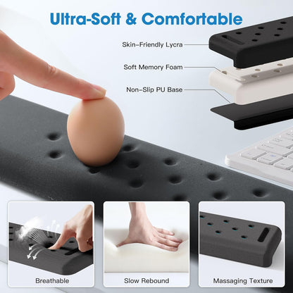 MEKASS L-Shaped Desk Wrist Rest Elbow, Forearm & Wrist Comfort Support for Table or Desk Edge, Non-Slip, Memory Foam Padding 2-Piece Set (Oval Black
