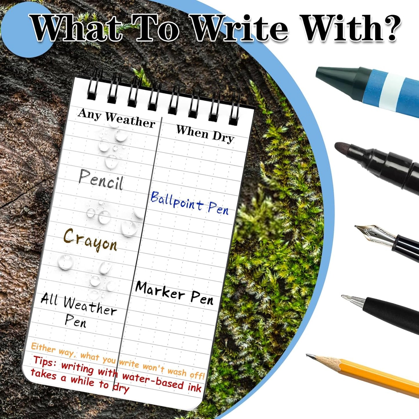 COIDEA Waterproof Notebook, 4 Pack Top-Spiral Pocket Notepad, 3" x 5" Weatherproof NotePad, All Weather Police Pocket Notebook Little Memo Steno Note Pads for Outdoor Office School Recording, Black