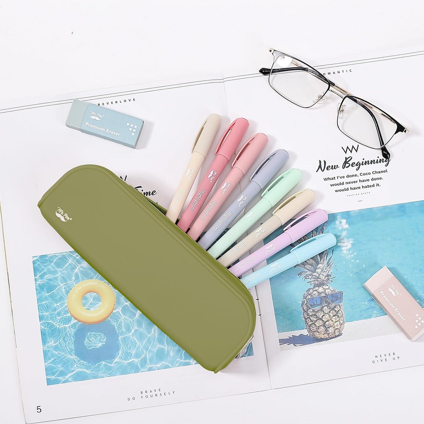 Mr. Pen- Silicone Pencil Case, Aesthetic Pencil Bag for Women, Makeup Pouch, Multifunctional Pouch for Stationery, Cosmetics and Electrical Goods Storage
