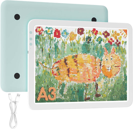 A4 Cordless Diamond Art Light Board for Tracing,Bawaslom Light Box for Tracing and Drawing with 3 Colors & 6-Level Brightness,LED Drawing Board for Weeding Vinyl,Diamond Painting Art,Sketching