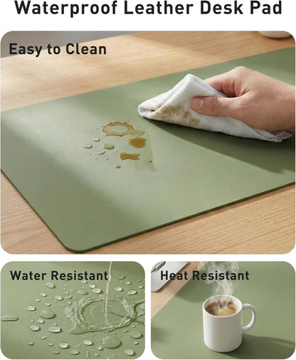 Aothia Non-Slip PU Leather Waterproof Laptop Desk Pad Protector, Blotter Mat, Writing and Mouse Pad for Office & Home, Beige, 23.6" x 13.7" - Colors B