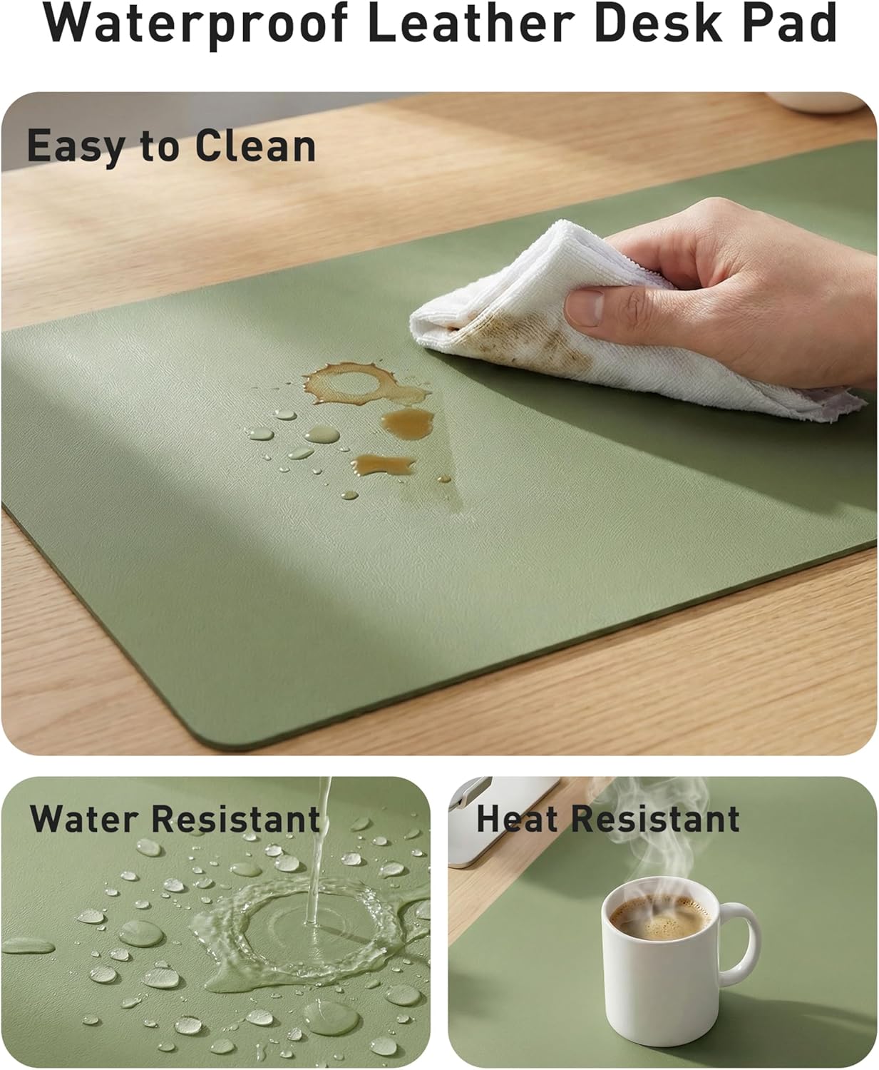 Aothia Leather Desk Pad Protector, Mouse Pad, Office Desk Mat, Non-Slip PU Leather Desk Blotter, Laptop Desk Pad, Waterproof Desk Writing Pad for Office and Home (Brown,23.6" x 13.7") - Colors B