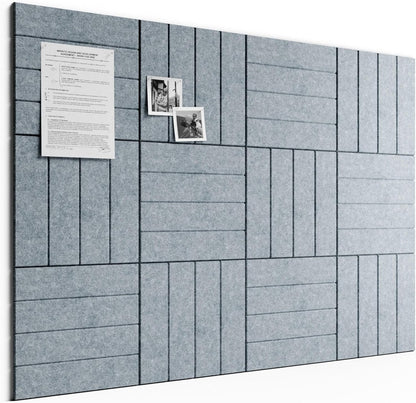 Bumusty Large Cork Board Alternative-48 x 36" Felt Bulletin Board Tiles, with 30 Pushpins, 70 Adhesive Tabs, Bold-Stripe 12-Pack, Cork Boards for Office Push Pin Board Felt Board-Carbon Blue