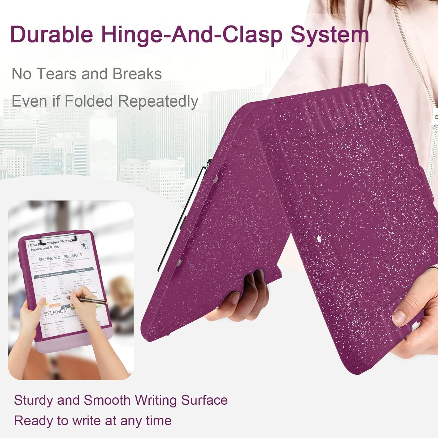 Glitter Clipboard with Storage,Storage Clipboard with Pen Holder,A4 Binder Clip Boards 8.5x11 with Low Profile Clip,Side Opening Sparkle Clipboards, Clipboards Folder for Office Supplies-Starry Black