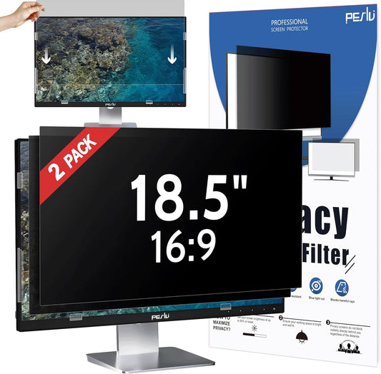 Peslv [2-Pack] 27 Inch Privacy Screen for Computer Monitor 16:9 Aspect Ratio, Eye Protection Anti Blue Light Glare Shield, 27inch Removable Black Blackout Anti Spy Desktop Security Private Filter - Colors A