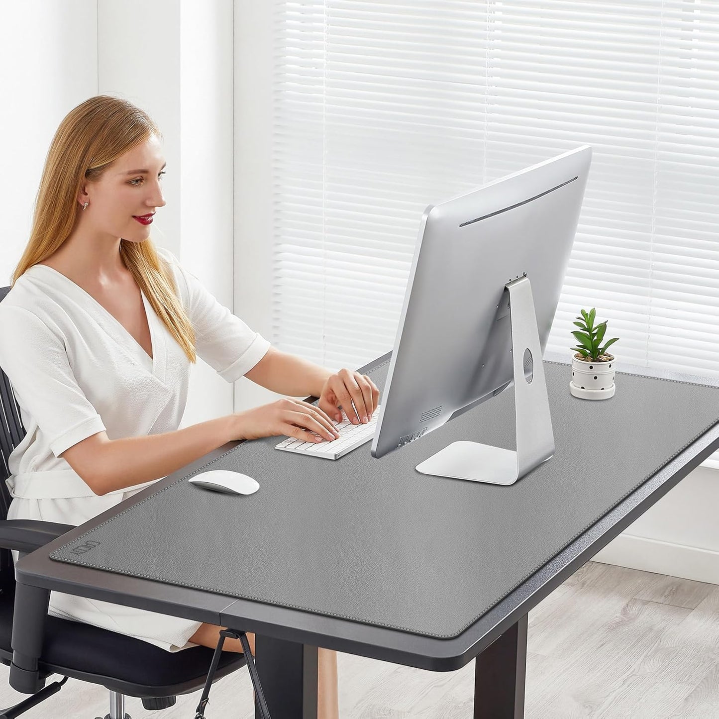 Cacoy 36" x 20" Leather Desk Mat for Home Office, Extra Large PU Leather Desk Pad Blotters, Waterproof Computer Keyboard Mat, Extended Gaming Mouse Pad, Desk Protector for Desktop and PC Laptop, Black