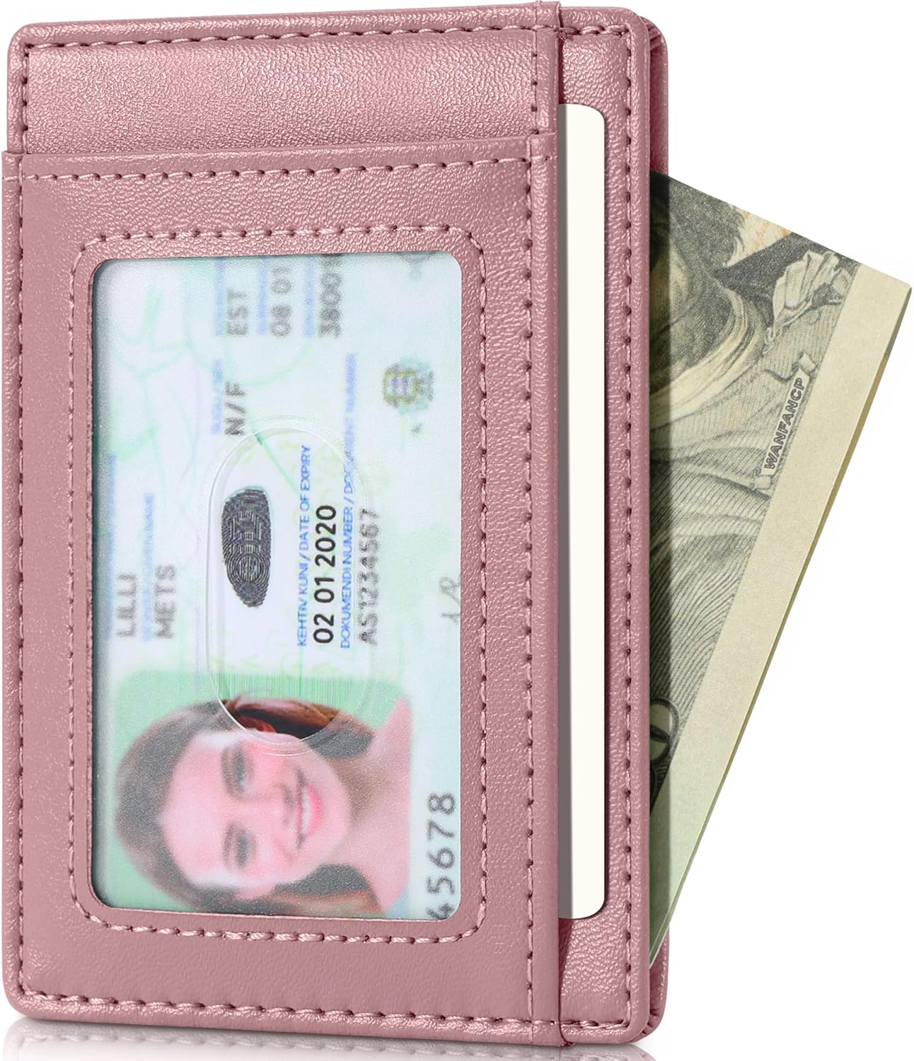 Travelambo Slim Wallet Front Pocket Minimalist Leather RFID Blocking Medium Size