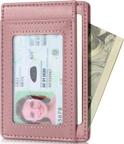 Travelambo Slim Wallet Front Pocket Minimalist Leather RFID Blocking Medium Size