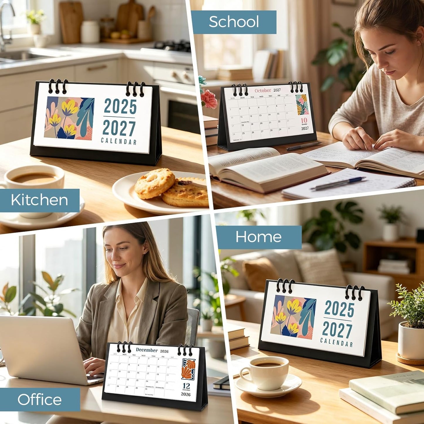 KONVINIT Small Desk Calendar 2026-2027, 6.3" x 3.1", 2026 Desk Calendar - Runs From January 2026 Until December 2027, 24 Months Mini Desktop Calendar for School, Home and Office Supplies