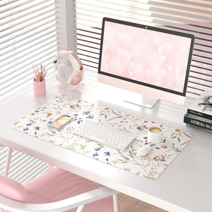 QIYI Large Mouse Pad, Cute Pink Desk Mat for Desktop, Women Girls PU Leather Desk Pad Waterproof Gaming Mousepad, Rose Gold Marble Computer Protector Writing Pad for School Office Home 31.5" x 15.7"