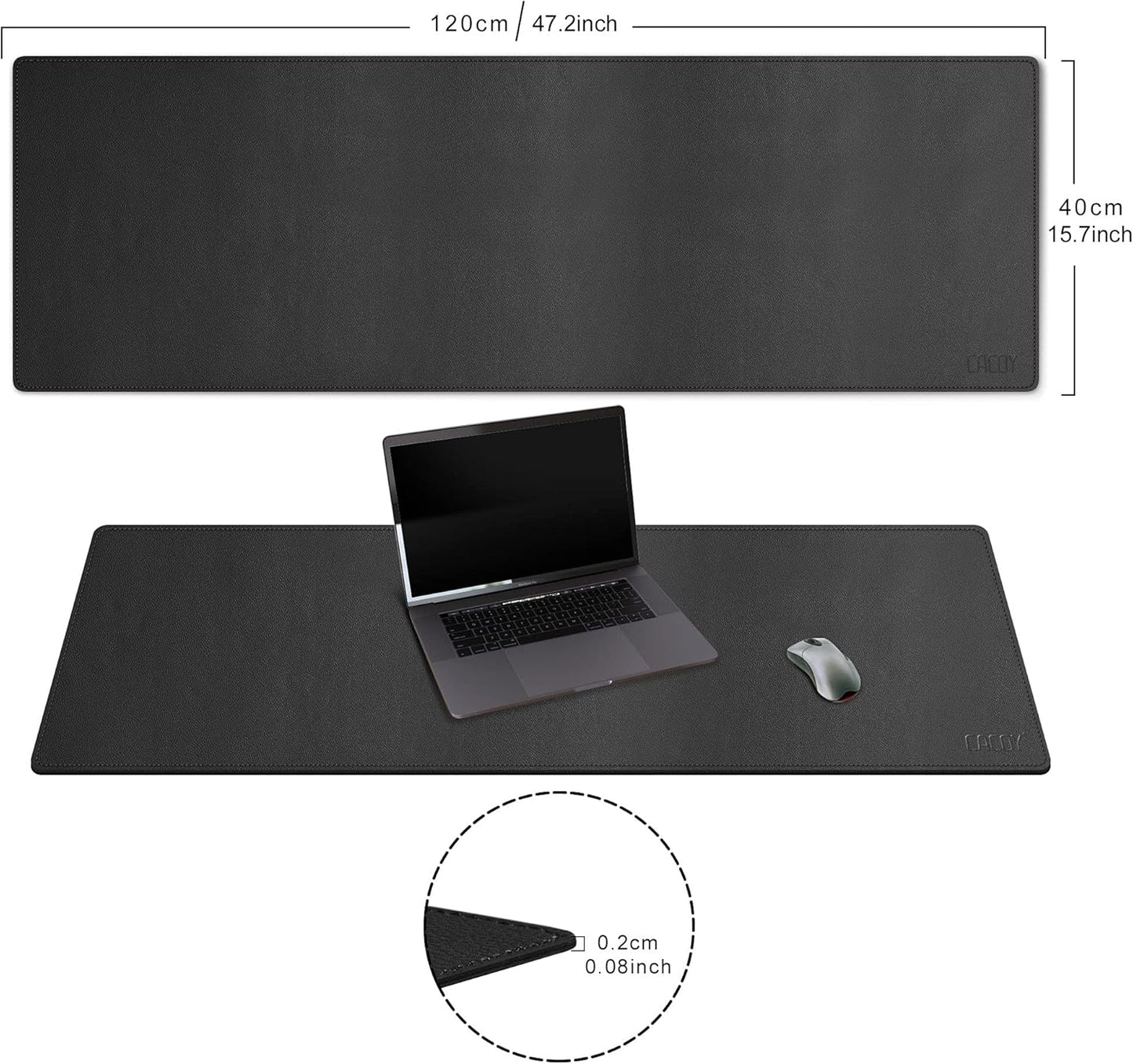 Cacoy 36" x 20" Leather Desk Mat for Home Office, Extra Large PU Leather Desk Pad Blotters, Waterproof Computer Keyboard Mat, Extended Gaming Mouse Pad, Desk Protector for Desktop and PC Laptop, Black