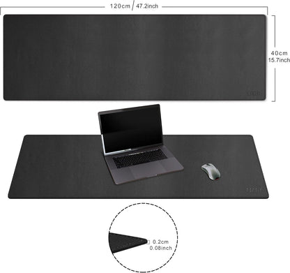 Cacoy 36" x 20" Leather Desk Mat for Home Office, Extra Large PU Leather Desk Pad Blotters, Waterproof Computer Keyboard Mat, Extended Gaming Mouse Pad, Desk Protector for Desktop and PC Laptop, Black