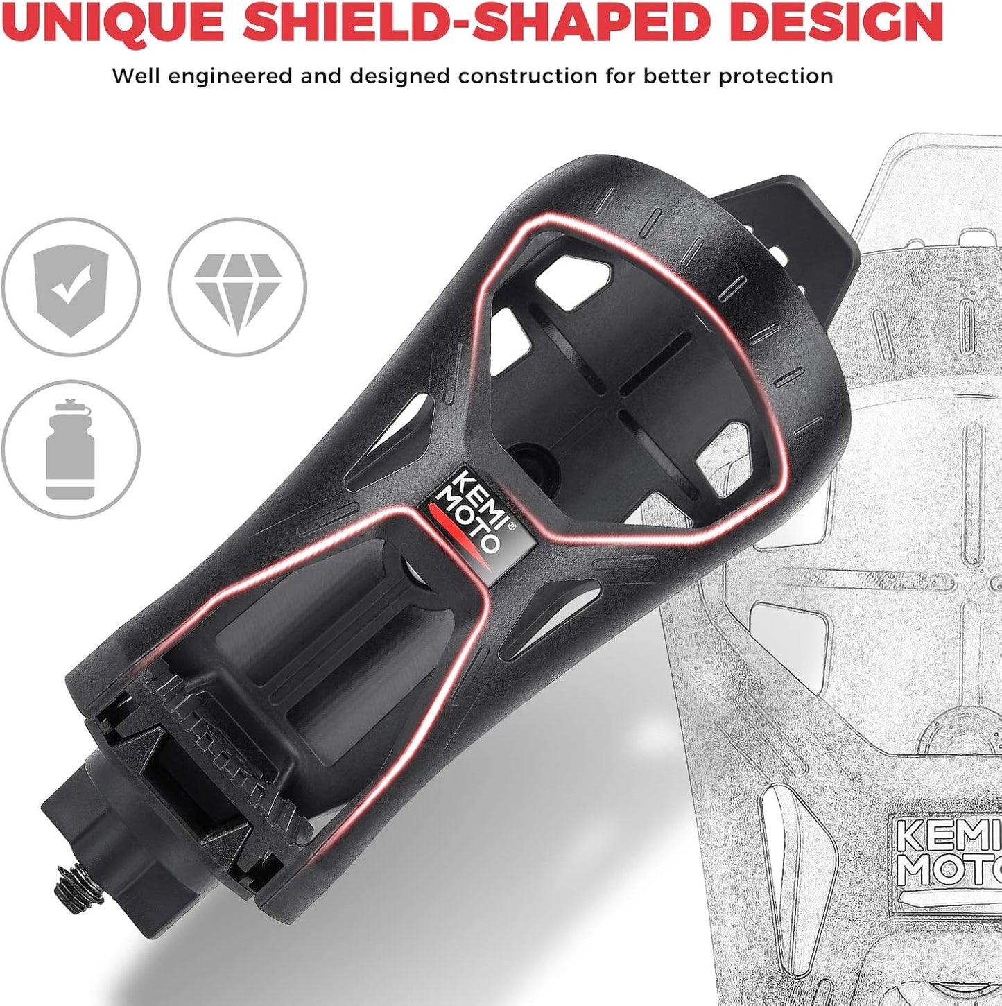 KEMIMOTO ATV Cup Holder, Upgraded Motorcycle Drink Holder Handlebar, Water Bottle Holder Mount with 0.6”-1.56” Metal Clamp for Scooter Bike Boat Stroller Wheelchair Golf Push Cart Tractor (1)