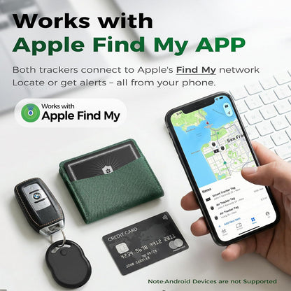 Wallet Tracker Card for Apple Find My (iOS Only, Apple MFi Certified) -Ultra Slim Rechargeable Bluetooth GPS Tracker,5-10 Years Staying Power,Item Locator for Wallet,Key Finder,Bags,Luggage(1-Pack)