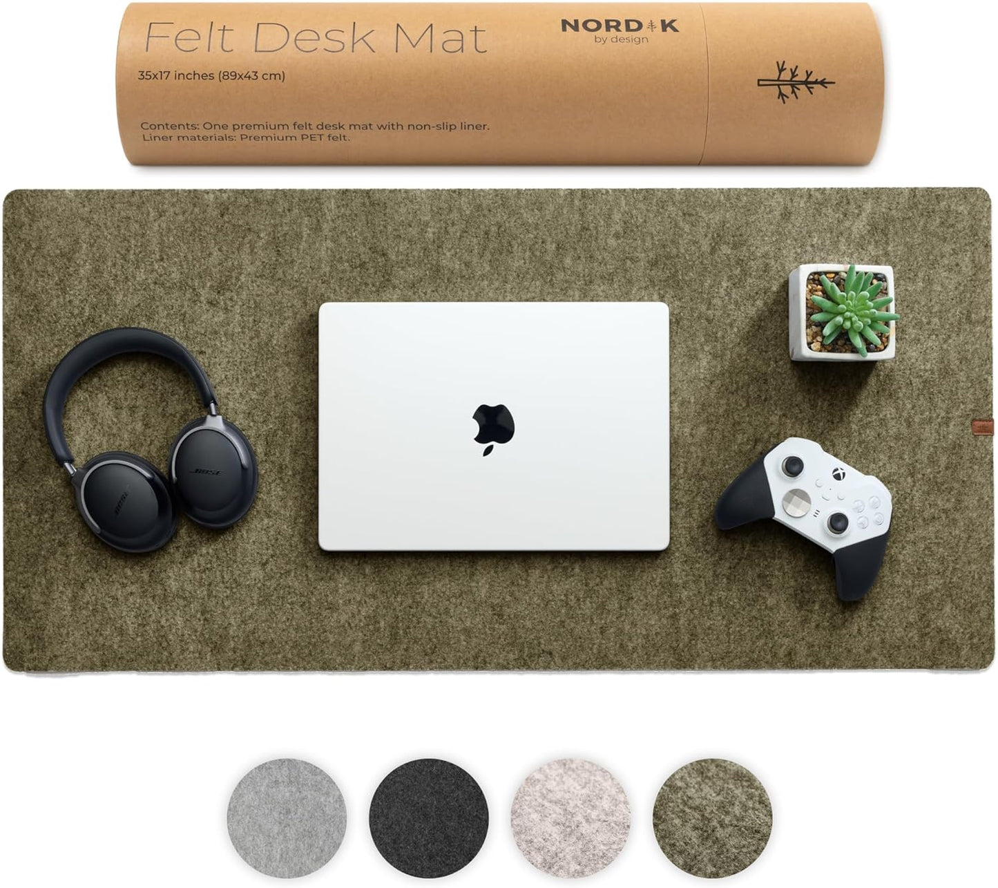 Nordik Large Felt Desk Mat - Charcoal - 35 x 17 inch - Full Desk Keyboard Mat - Computer Desk Mat for Keyboard and Mouse Pad - Desktop Mat - Large Felt Desk Pad