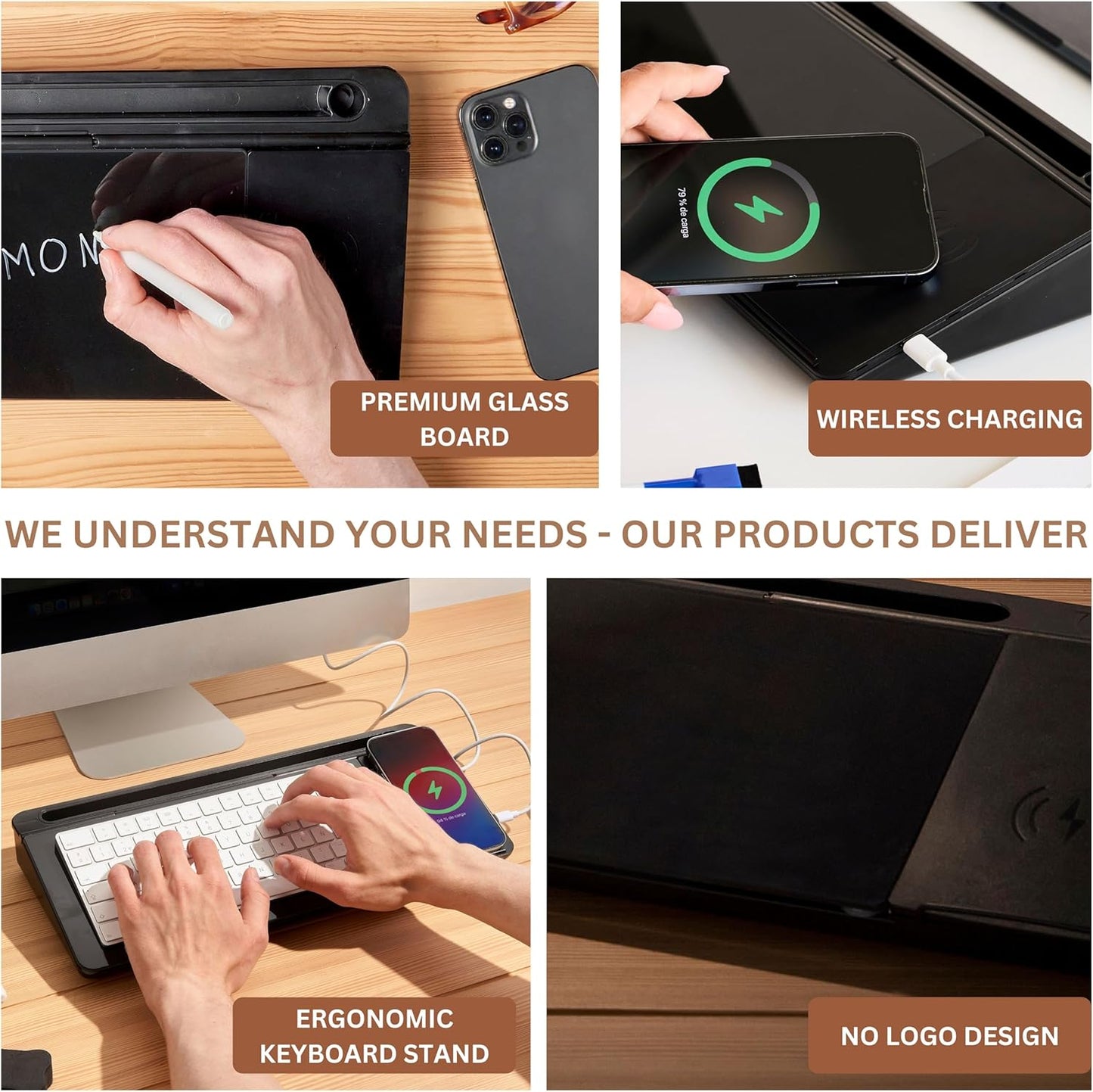 Desktop Dry Erase Board with Charger