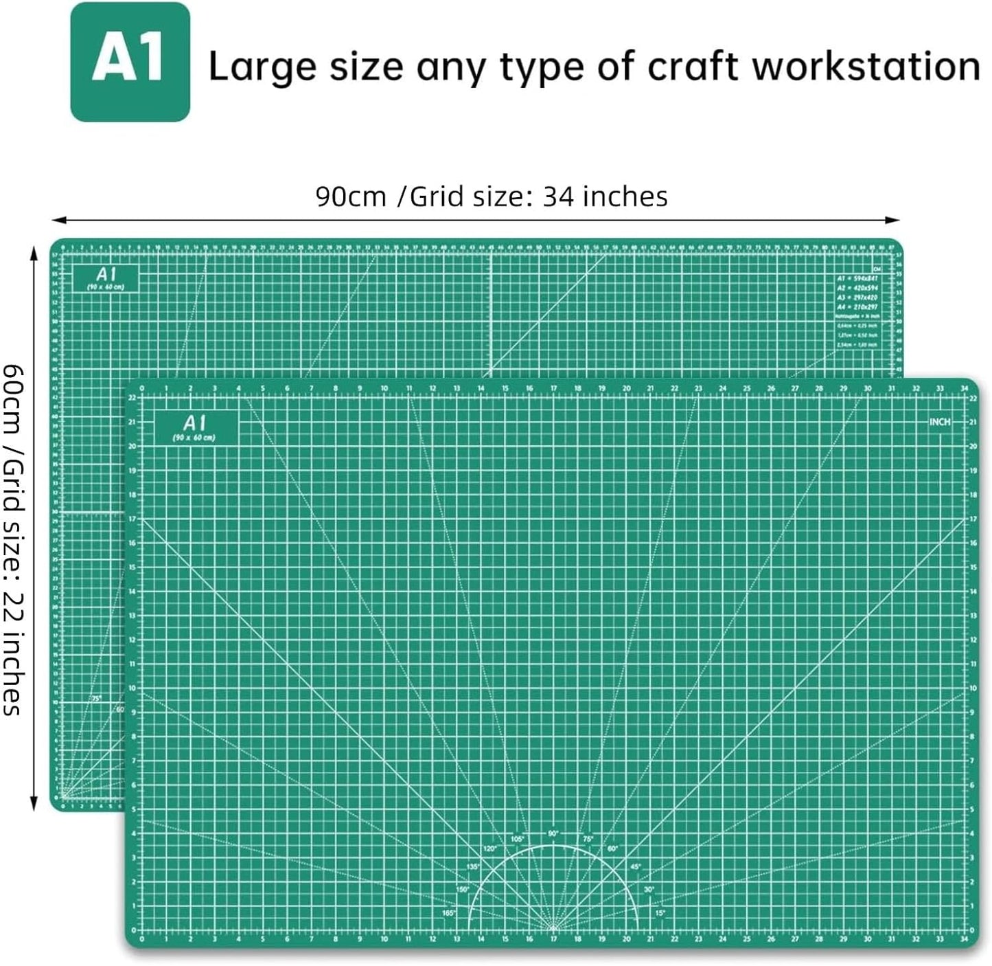HEADLEY TOOLS 18" x 24" Thickened Self Healing Cutting Mat, A2 Rotary Cutting Sewing Mat for Crafts, Double Sided 5-Ply Table Cutting Board for Fabric Quilting Leather Arts Hobby Project, Grey/Black