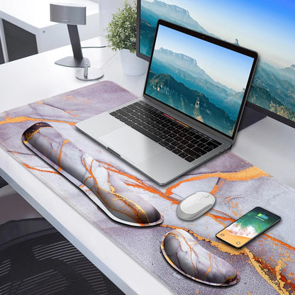 Gimars Upgrade Enlarge Silky and Superfine Fabric Gel Memory Foam Keyboard Wrist Rest Set, Ergonomic Keyboard Mouse Wrist Support for Typing Pain Relief, Comfort for Office, Gaming, Computer, Black