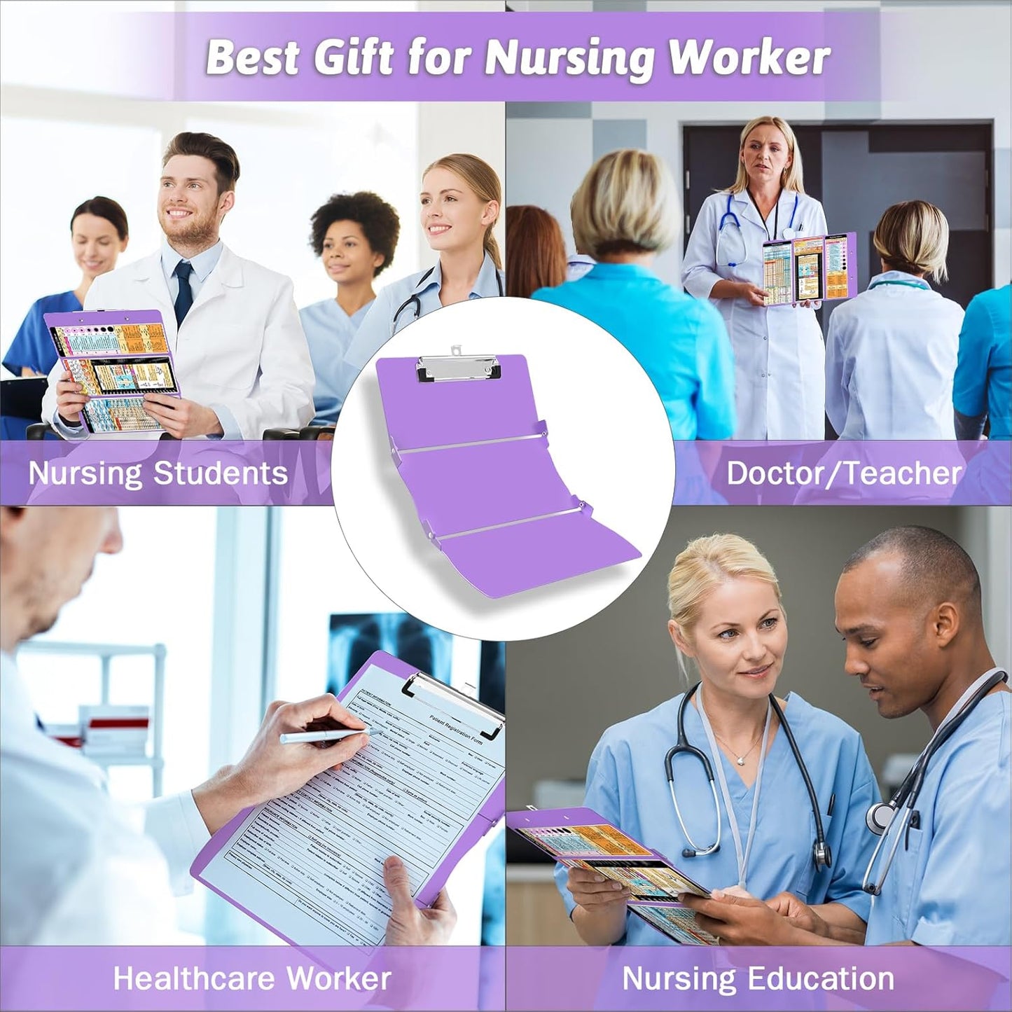 Clipboard Foldable Without Edition Cheat Sheets Aluminum 3 Layers Foldable Clipboards Pocket Size Profile Clip Clipboards Notepad for Students, Nurses,Contractor Trucker Driver