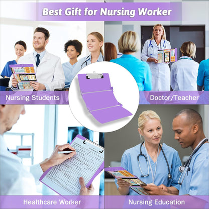 Clipboard Foldable Without Edition Cheat Sheets Aluminum 3 Layers Foldable Clipboards Pocket Size Profile Clip Clipboards Notepad for Students, Nurses,Contractor Trucker Driver
