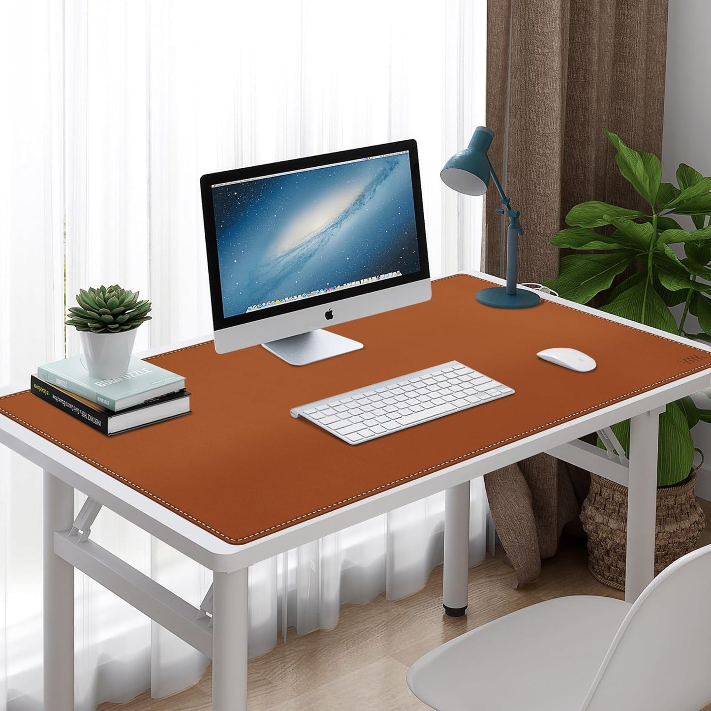 Vyaaa PU Leather & Cork Desk Mat, 39.4"x15.7" Dual Sided Computer Desk mat, Waterproof Large Mouse Pad, Non-Slip Office Desk pad, Office Desk Protector for Work/Gaming/Home (Black)