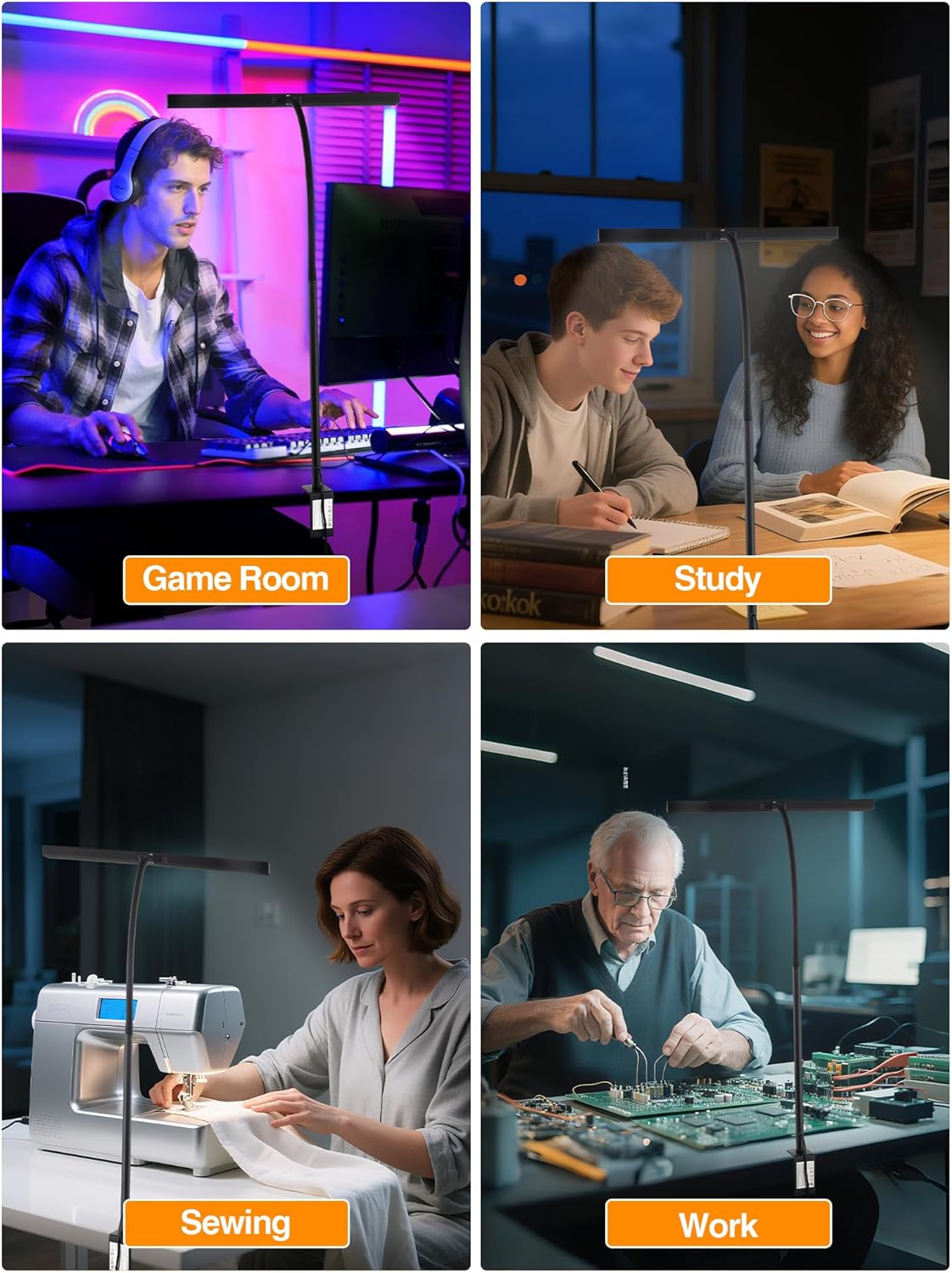 LED Desk Lamp for Home Office,5 Color+9 Brightness Office Desk Lamp,1200Lumen Eye Protection Desk Light,Computer Light with Remote Control & Timer for Office/Monitor/Computer/Study/Puzzle