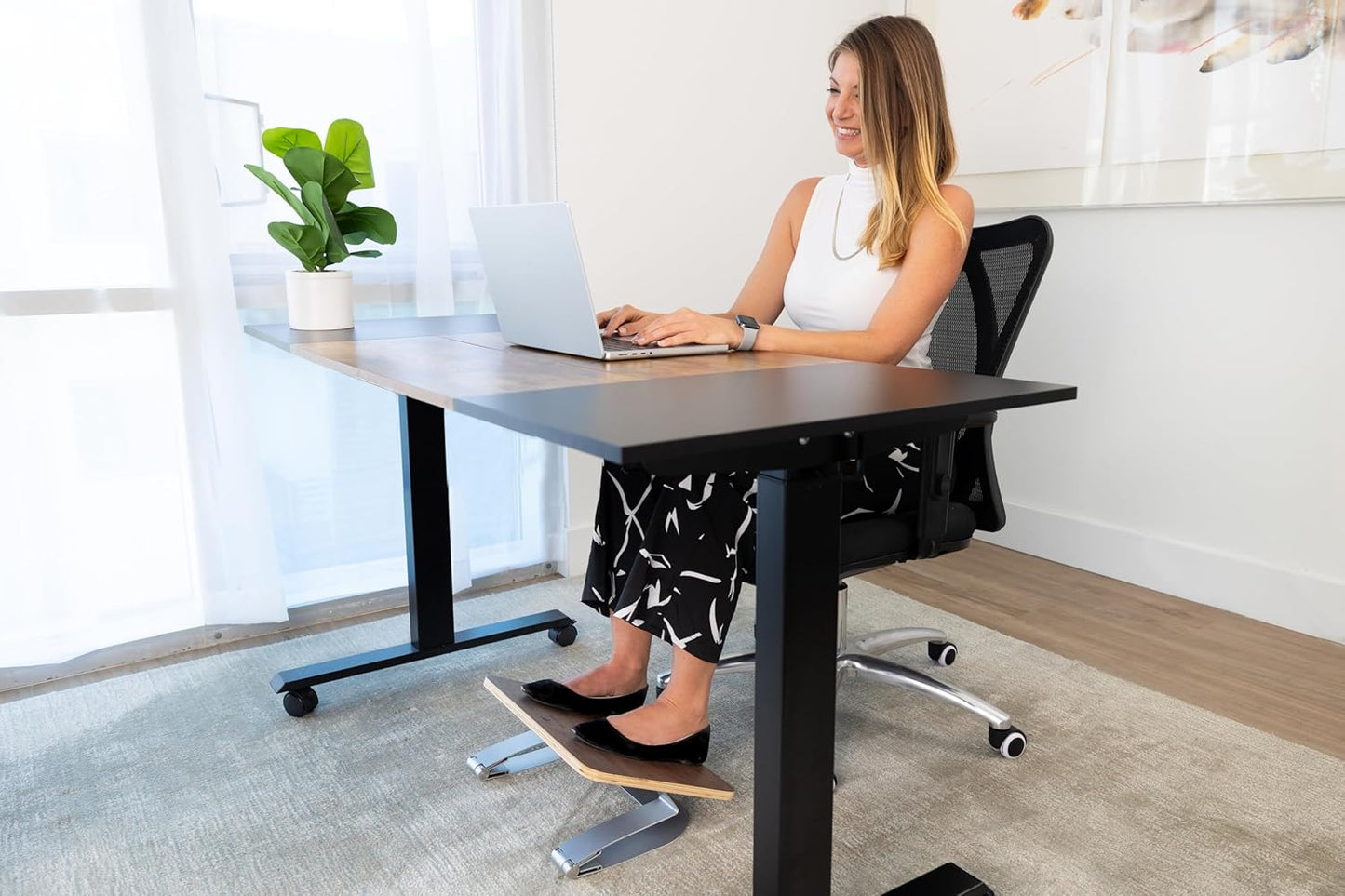 Under Desk Footrest for Active Sitting – Motion Rocking Foot Rest to Bounce & Fidget While You Work – Ergonomic Wooden Desk Foot Rest for Circulation & Focus – Hopper