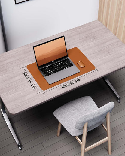 YSAGi Double-Sided Desk Pad, 31.5"x15.7"Leather Desk Mat, Eco Cork Desk Pad Protector,Large Mouse Pad,Waterproof Desk Blotter for Office/Home(Coffee)