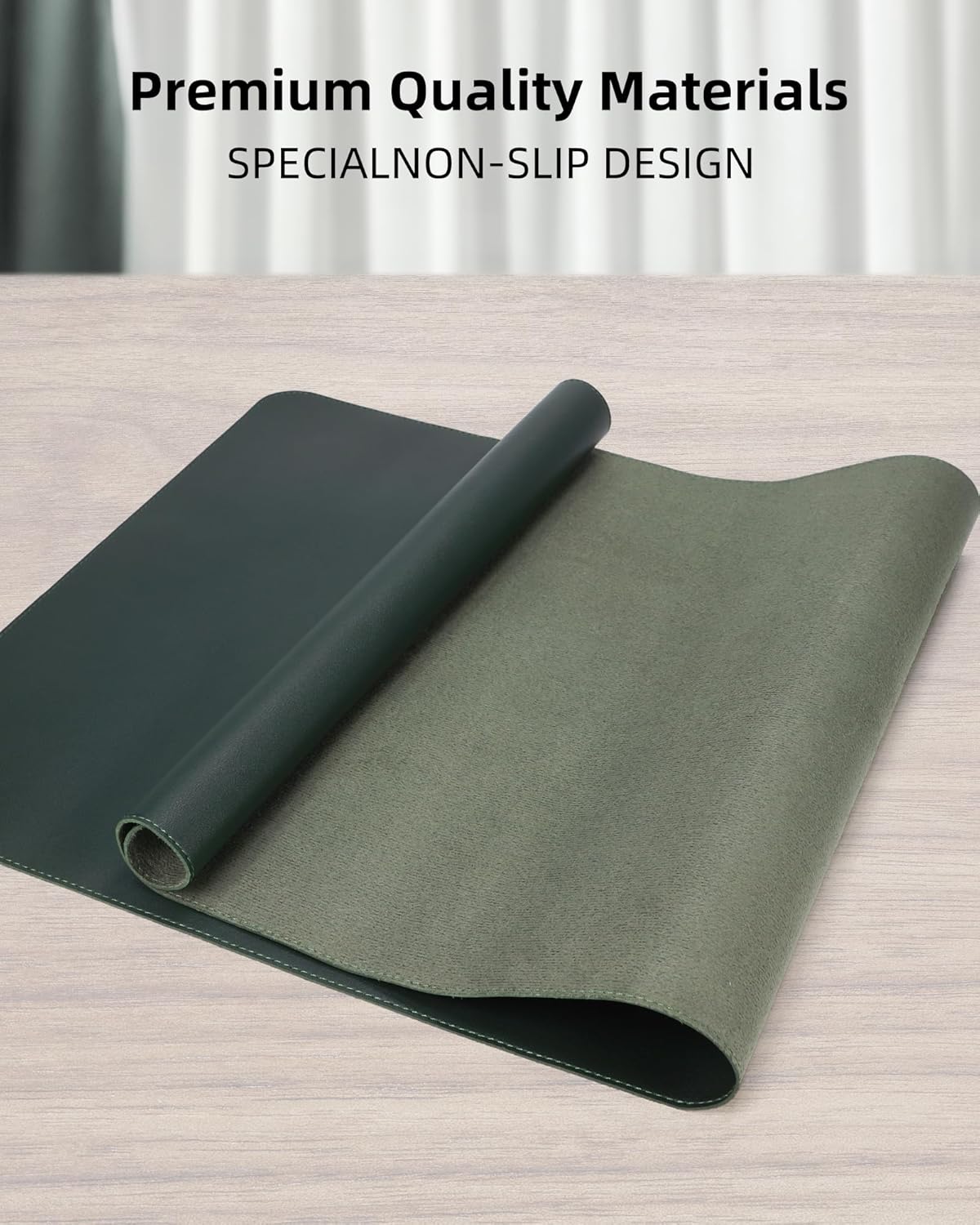 AFIING Desk Pad Protector 23.6" x 13.7" - Non-Slip Waterproof PU Leather Desk Mat for Mouse, Keyboard, Laptop, Office and Home Workspace (Beige)