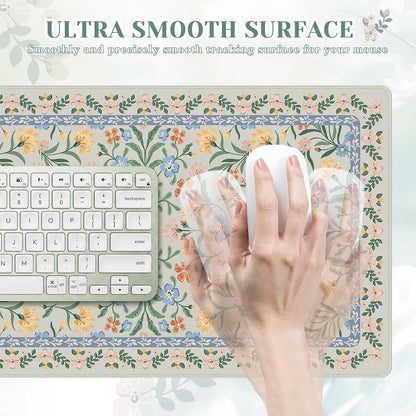 iCasso Desk Mat for Keyboard and Mouse, Large Mouse Pad, Desk Pad Mat, Anti-Slip Big Mousepad with Stitched Edges for Computer Desktop(Deep Green)